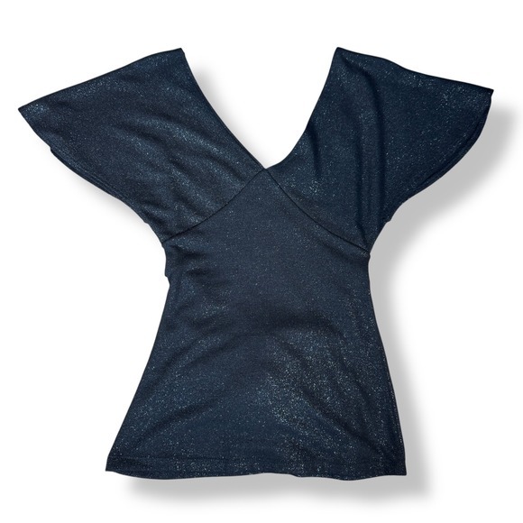 Wet Seal Top Womens Size XS Black Sparkle Made in USA Y2K 2000s Clubwear‎ Party - Picture 10 of 13